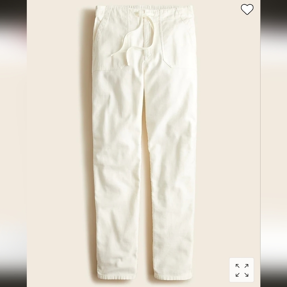 J.CREW TIE WAIST CAMP PANT IN IVORY, SZ MEDIUM - Picture 3 of 16